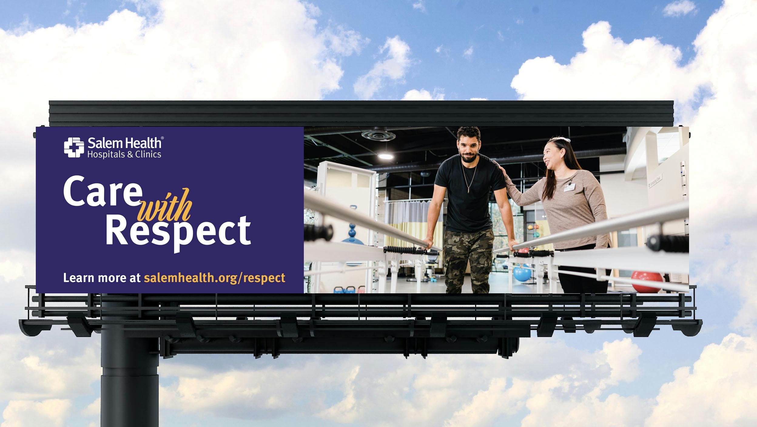 Image from Salem Health; billboard "Care with Respect"