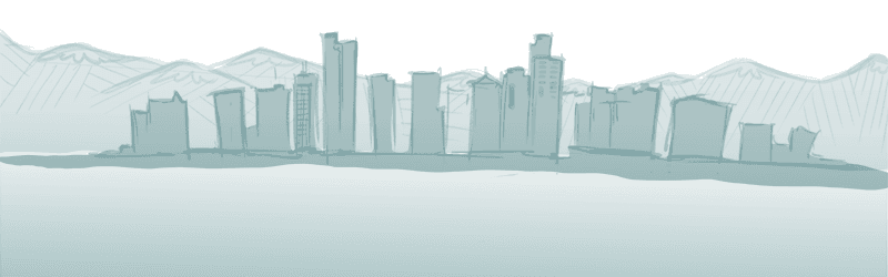 Image from Colorado HealthOP of background 2 with mountains and buildings