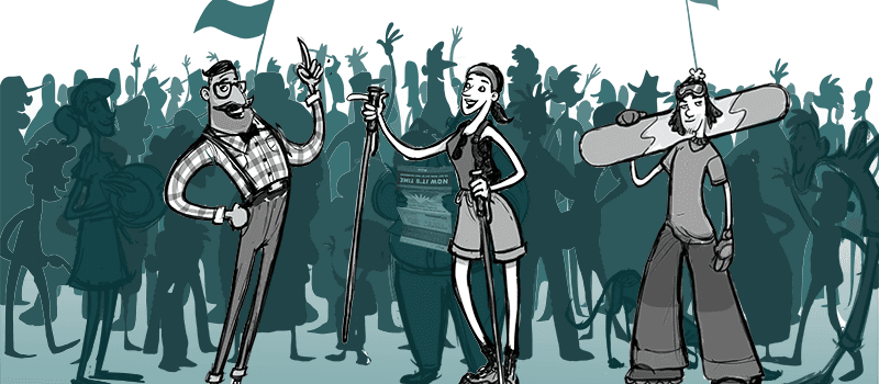 Image from Colorado Health OP featuring story asset characters Zebulon Pike, Julia Archibald Holmes, and Justin Bradley